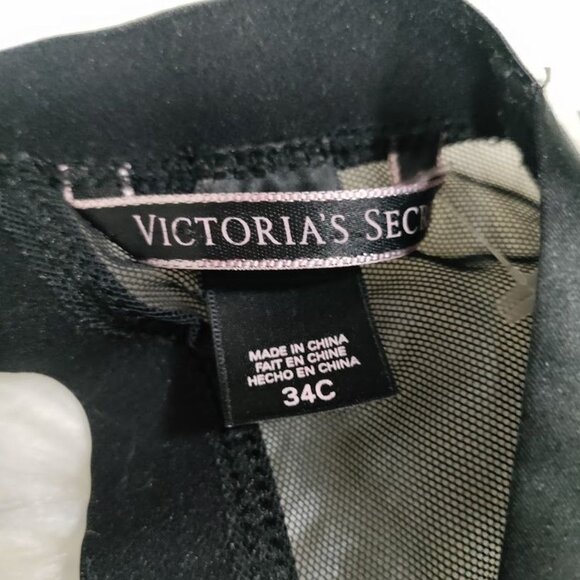 Victoria's Secret Sexy Black Sheer Lace Long Sleeve Bodysuit Women's Size 4C - Picture 6 of 10